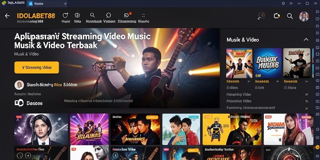 Antarmuka aplikasi IDOLABET88 dengan fungsi streaming video yang menarik.