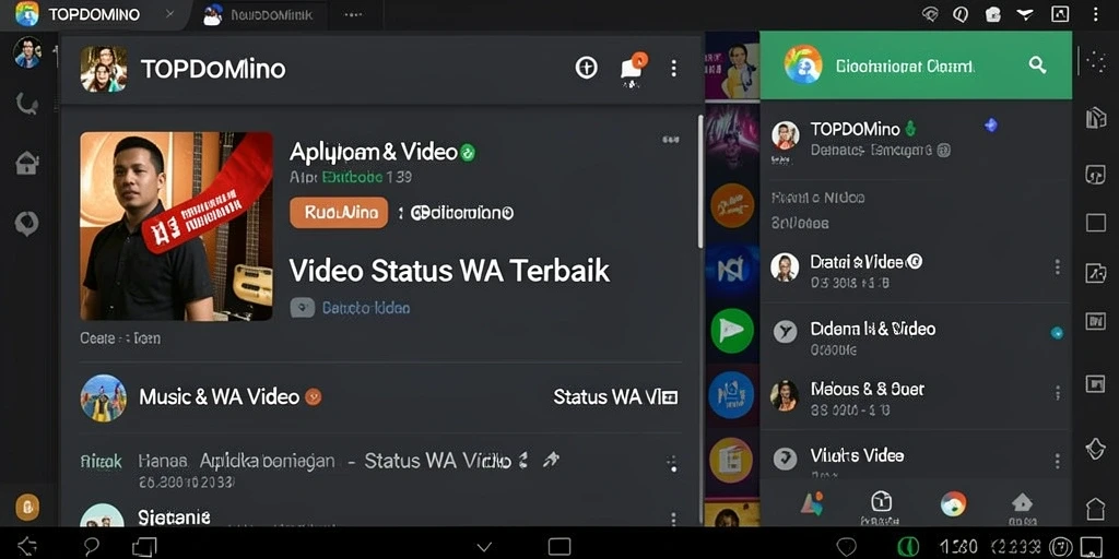 Tampilan antarmuka aplikasi TOPDOMINO untuk Status WA Video.