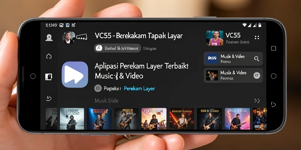Screenshot VC55 menunjukkan antarmuka perekam layar yang intuitif.